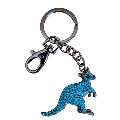 Australian Kangaroo Keyring Gift | Blue Rhinestone Aussie Kangaroo | Keychain Gift