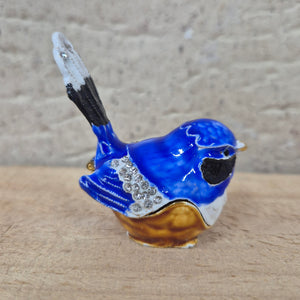 Blue Wren Trinket Box | Splendid Fairy Wren Ornamental Small Treasure Keepsake Box