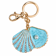 Load image into Gallery viewer, Blue ocean pearl clam keyring keychain bag chain ocean lovers gift