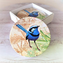 Load image into Gallery viewer, Blue Wren | Garden Splendid Fairy Wren Coasters | Australian Giftware | Table Bar Coasters