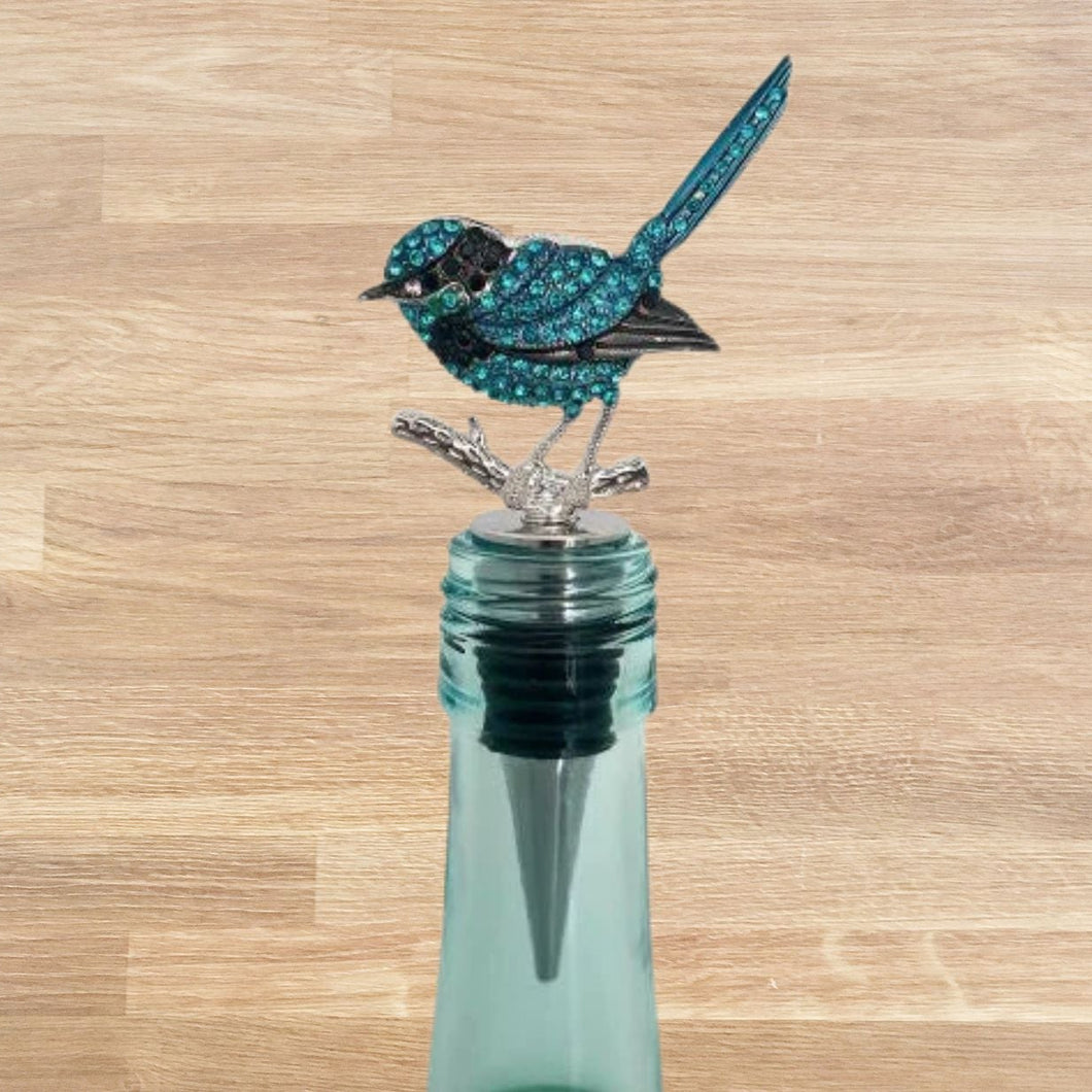 Blue wren splendid fairy wren bottle stopper wine gift 