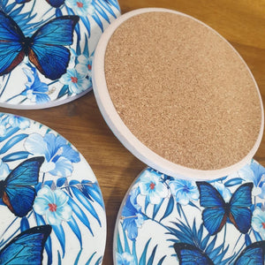 Blue Butterfly Gift Box Set | Blue Butterfly Gifts | Coasters - Trivet & Keychain Boxed Gift
