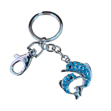 blue dolphin and baby keyring gift 