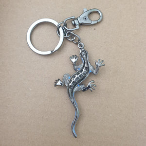 Gecko Keyring Gift | Pink Gecko Gun Black Metal Keychain | Good Fortune Gecko