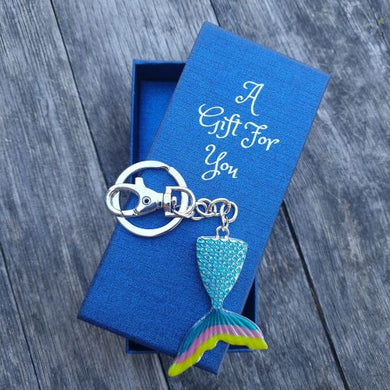 Rainbow blue mermaid boxed keyring keychain bag chain