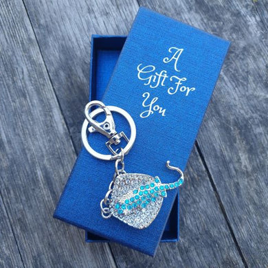 Blue ocean stingray keyring keychain boxed gift 