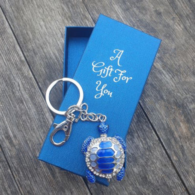Blue sea ocean turtle keyring keychain boxed gift