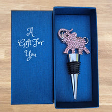 Load image into Gallery viewer, Boxed Pink elephant gift bottle stopper 