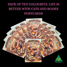Load image into Gallery viewer, POSTCARDS | Life Is Better With Cats &amp; Books Postcard | Pack Of 10 Wholesale | Cat Lover Illustrated Gift
