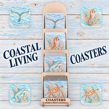Load image into Gallery viewer, Australian Designed &amp; Printed Coastal Living Seaside Coaster Display Stand | 4 Styles | 10 Each Style | 40 Units Total