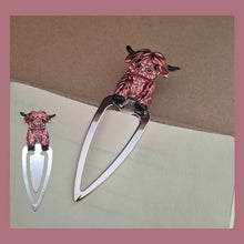 Load image into Gallery viewer, pink highlander cow bookmark