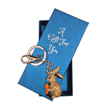 Load image into Gallery viewer, Rabbit Keychain Boxed Gift | Rabbit Keyring With Carrot | Cute Rabbit Gift | Easter Gift