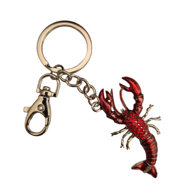 Lobster Keychain | Silver Metal Hand Painted Red Lobster | Water Crustacean