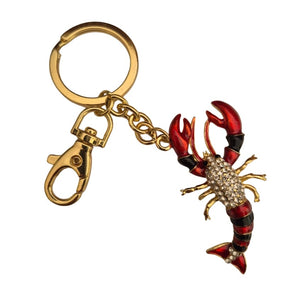 Lobster Keychain | Gold Metal Hand Painted Lobster | Water Crustacean