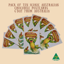 Load image into Gallery viewer, POSTCARDS | Pack of 10 | Iconic Australian Crocodile G'day From Australia | Made In Australia Gifts