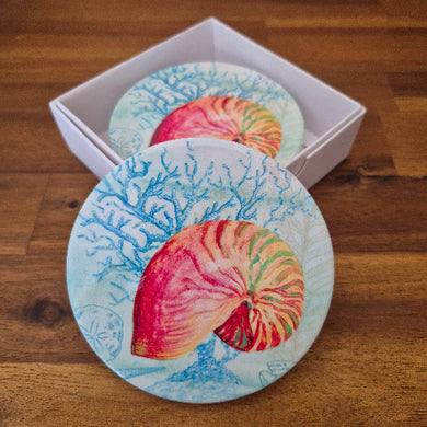Ocean coral shell seaside coaster set 