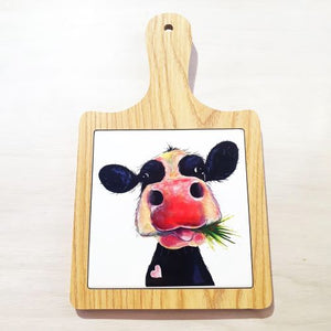 Cow Decorative Cheeseboard Gift | Cute Cow Eating Grass Kitchen Serving Gift