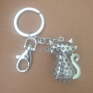 Cat Keyring Gift | Black & Silver Classy Cat Keychain | Cat Lovers Gift | Bling Cat Bag Chain