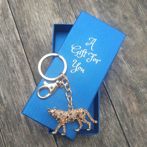 Big Cat Gold Cheetah Keyring Boxed Gift Gold Cheetah Keychain