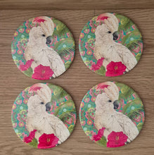 Load image into Gallery viewer, Australian Corella Cockatoo Bird | Round Ceramic Table Bar Coasters | Boxed Set Of 4