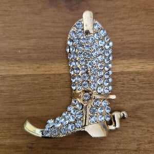 Gold Cowboy Boot Magnet | Fridge Magnet Rhinestone Boot