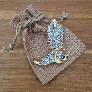 Gold Cowboy Boot Magnet | Fridge Magnet Rhinestone Boot