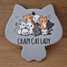 Load image into Gallery viewer, Cat Shaped Trivet Sign Gift | Crazy Cat Lady Ceramic Decorative Gift | Cat Lovers Gift