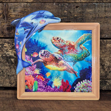 Load image into Gallery viewer, Dolphin Ceramic Plaque | Dolphin Colourful Turtle Ocean Seaside Print Gift