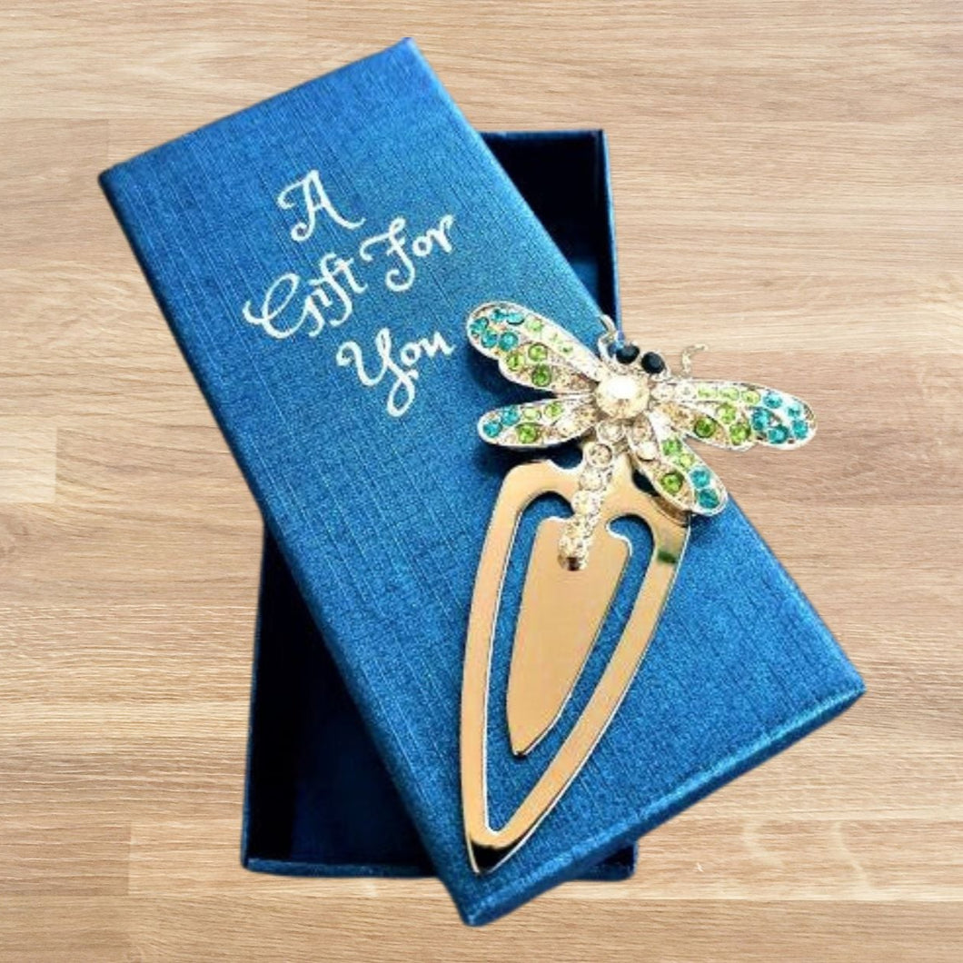 Dragonfly bling boxed gift bookmark 