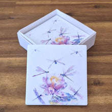 Load image into Gallery viewer, Dragonfly flower coasters 