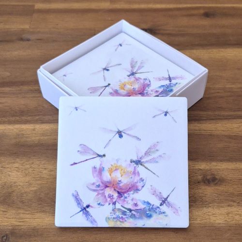 Dragonfly flower coasters 