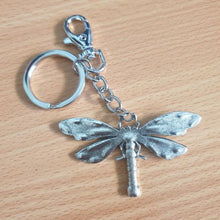Load image into Gallery viewer, Dragonfly Keychain | Silver &amp; Green Dragonfly Keyring Bag Chain Bag Charm Gift