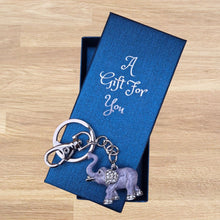 Load image into Gallery viewer, Lucky purple elephant boxed keyring keychain gift 
