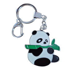 Load image into Gallery viewer, Panda Keychain Gift | Black &amp; White Giant Panda With Bamboo Enamel Keyring Bag Chain