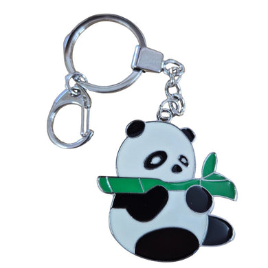 Panda Keychain Gift | Black & White Giant Panda With Bamboo Enamel Keyring Bag Chain