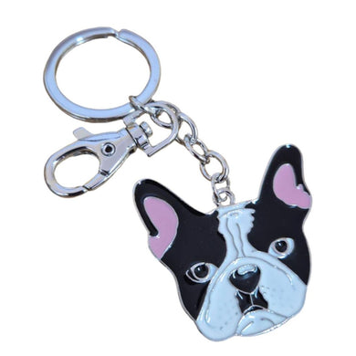 Dog French Bull Dog Keychain | Enamel Hand Painted Dog Lovers Keyring Bag Chain Gift