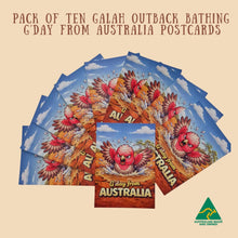 Load image into Gallery viewer, POSTCARDS | Pack Of 10 | Naughty Pink &amp; Grey Galah Shenanigans G'day From Australia | Made In Australia Gifts