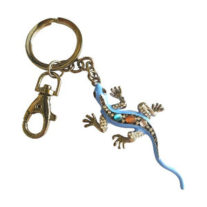 Blue gecko keyring keychain gift lucky gecko