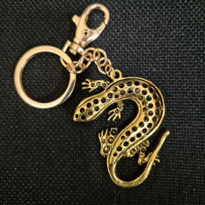 Gecko Keyring Gift | Gold Metal Keychain | Good Fortune Gecko Bag Chain