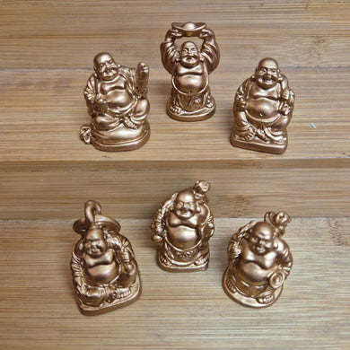 Buddhas Lucky Set Of 6 Mini Statues | Gold Colour | Feng Shui Buddha Gifts