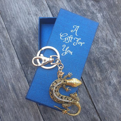 Gold Gecko keyring keychain bag chain boxed gift 