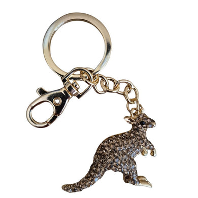 Gold & brown Kangaroo keyring keychain gift