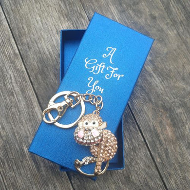 Gold wild monkey keyring keychain bag chain boxed gift 