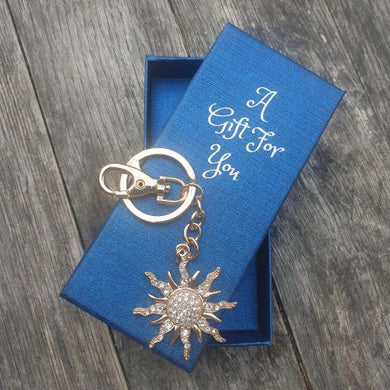 Gold sun keyring keychain boxed gift 
