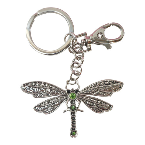 Dragonfly Keychain | Silver & Green Dragonfly Keyring Bag Chain Bag Charm Gift