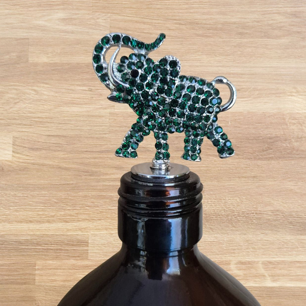 Green elephant bottle wine stopper 