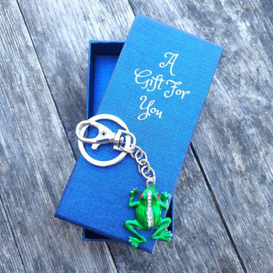 Green frog keyring keychain boxed gift 