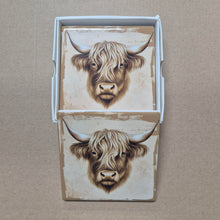 Load image into Gallery viewer, highlander cow coasters 