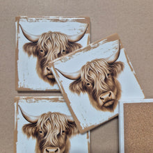 Load image into Gallery viewer, highlander cow coasters 