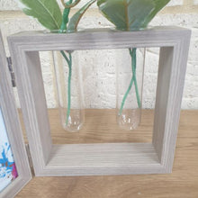 Load image into Gallery viewer, Stand Alone Double Planter Photo Frame Dark Grey Wooden Display | 5&quot;x7&quot; Photo Insert